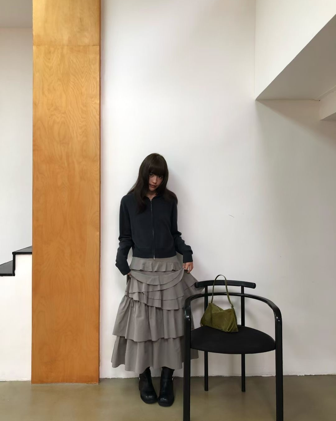 Cotton Blend Zip Cardigan