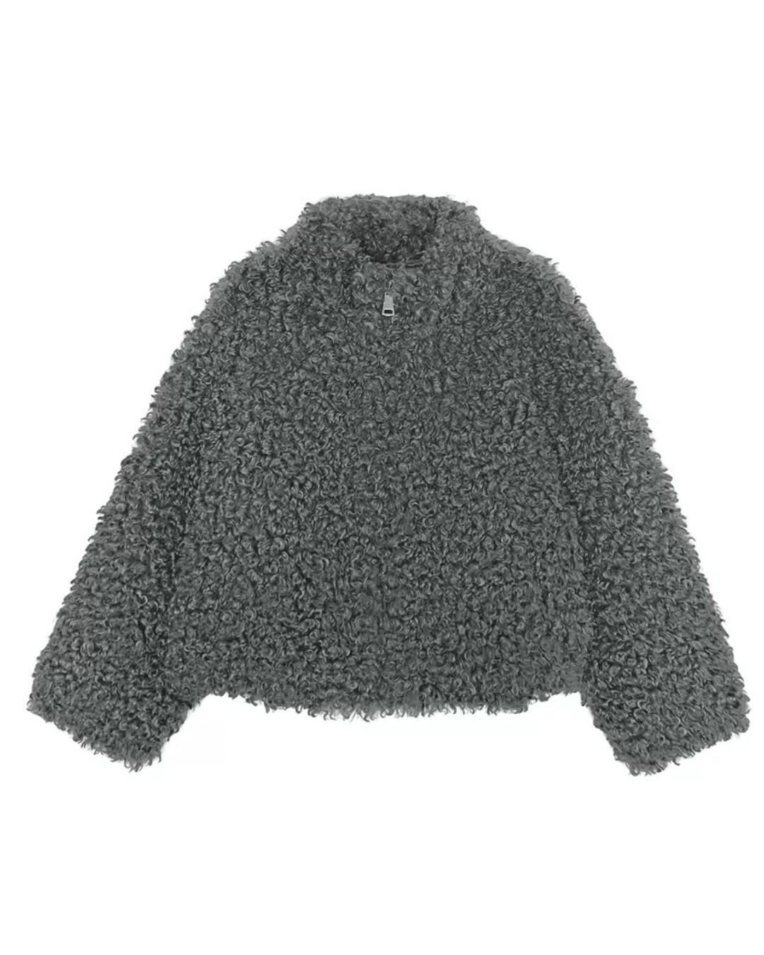 Warm Gray Faux Fur Coat