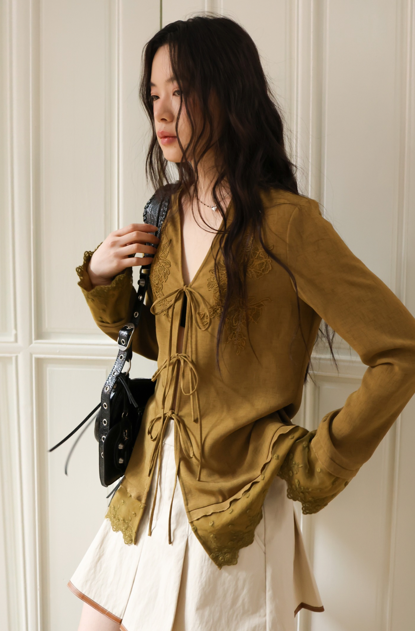 lace button-up shirt