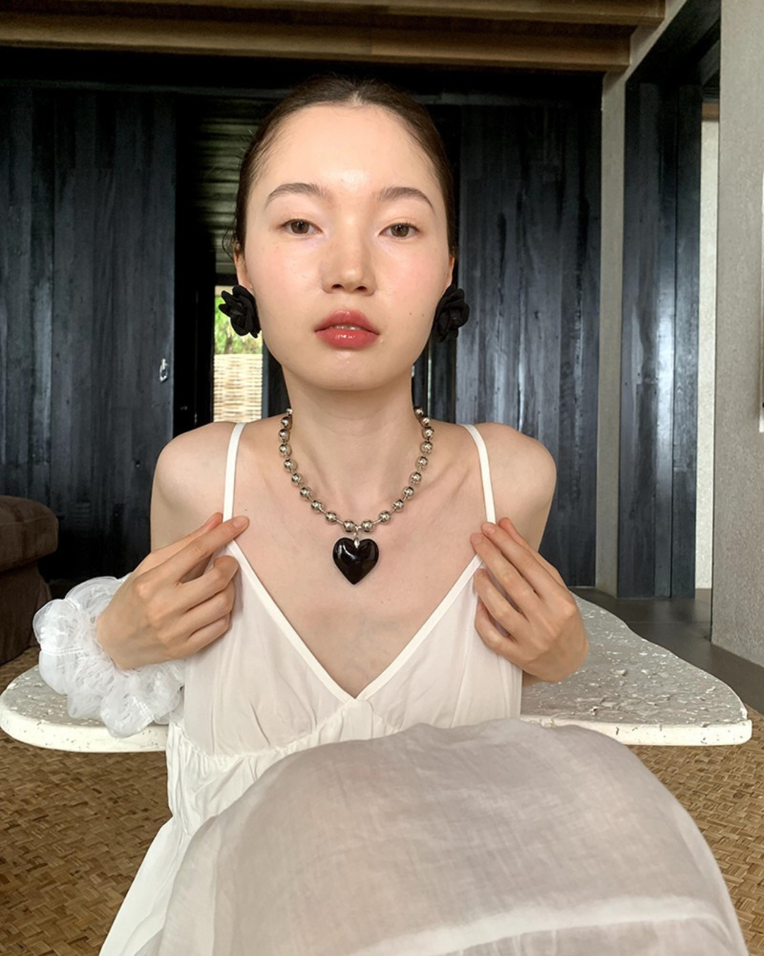 Glass Heart Pendant on Ball Chain