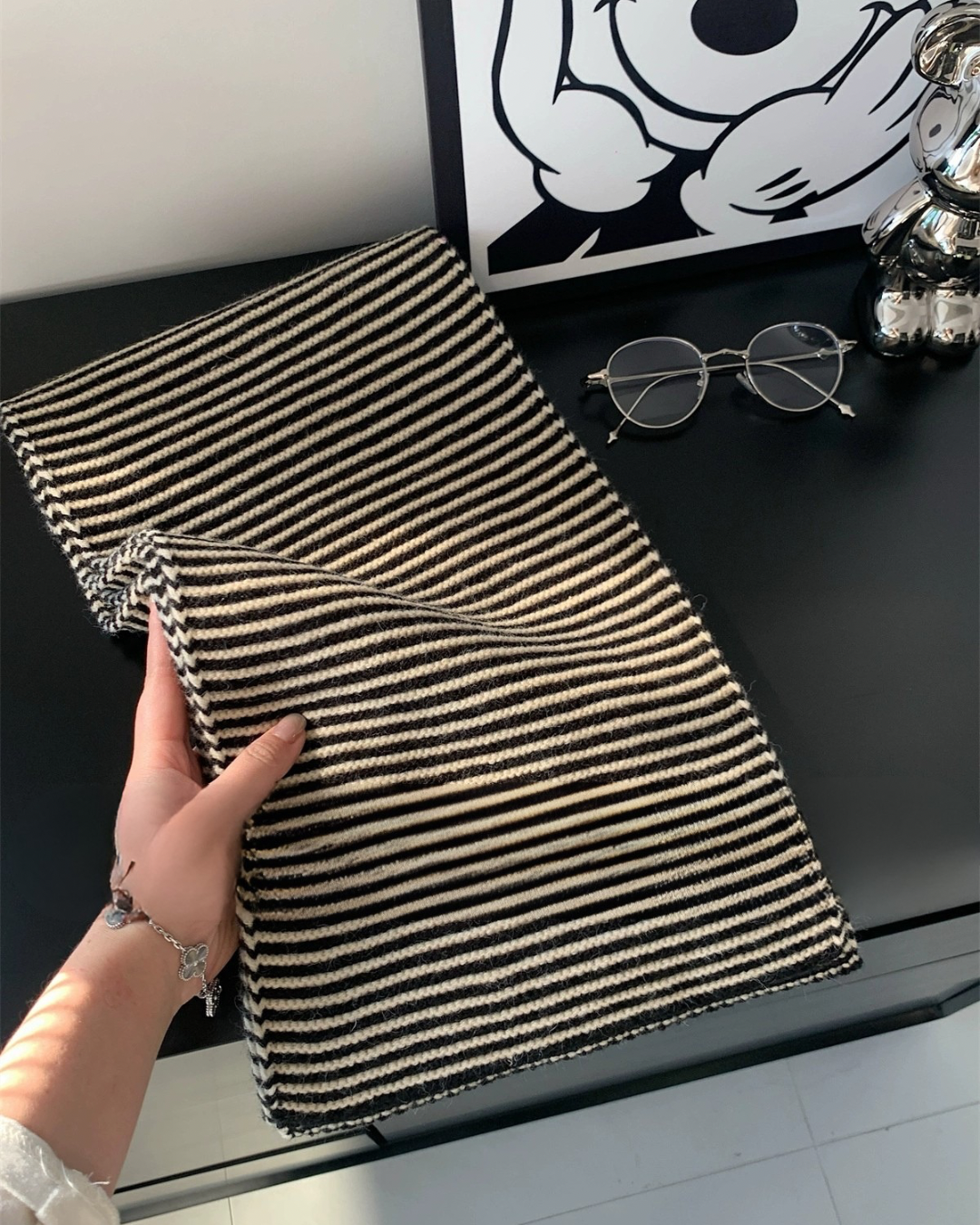 Soft Striped Knit Scarf