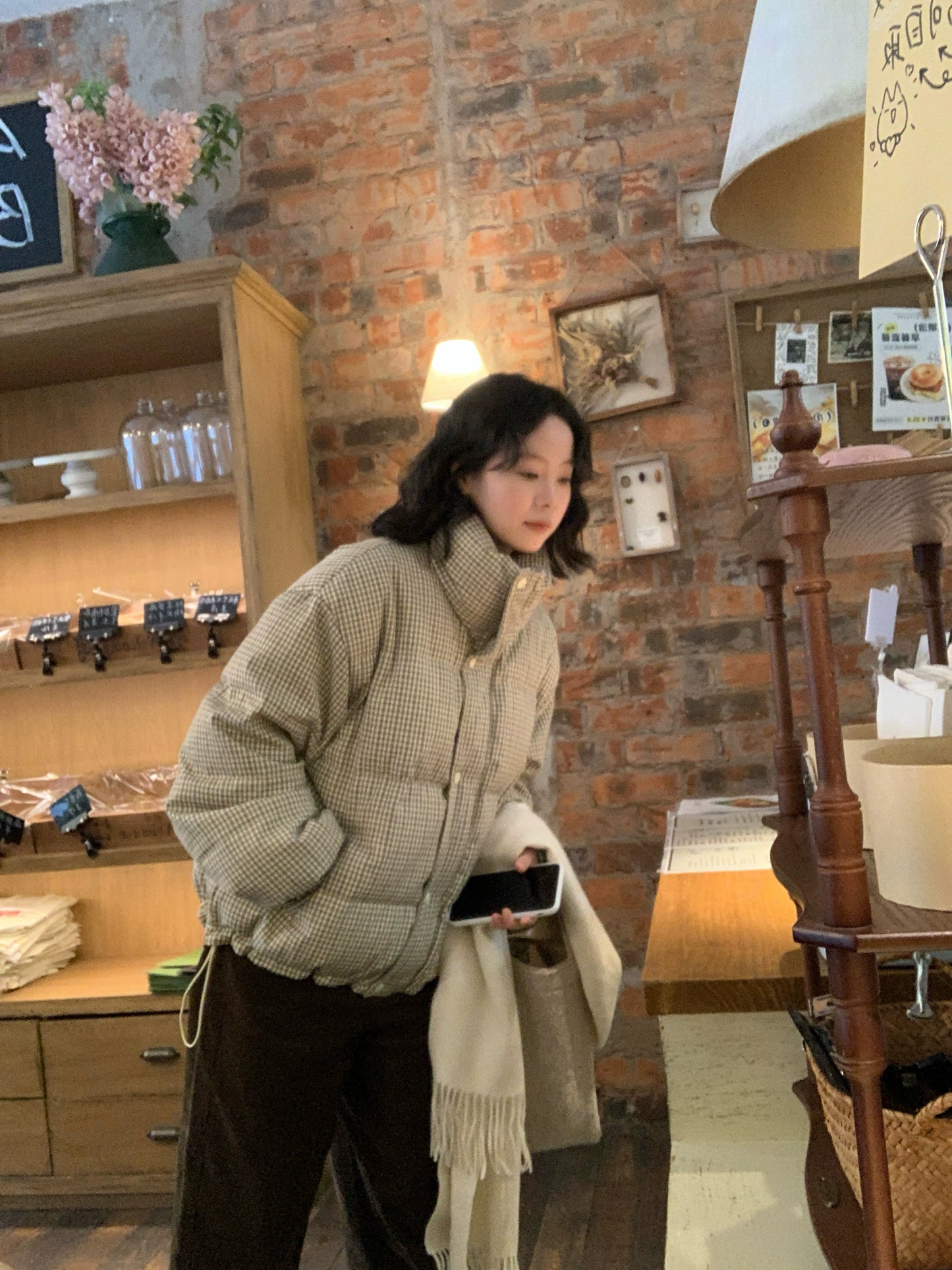 Plaid Down Puffer Jacket