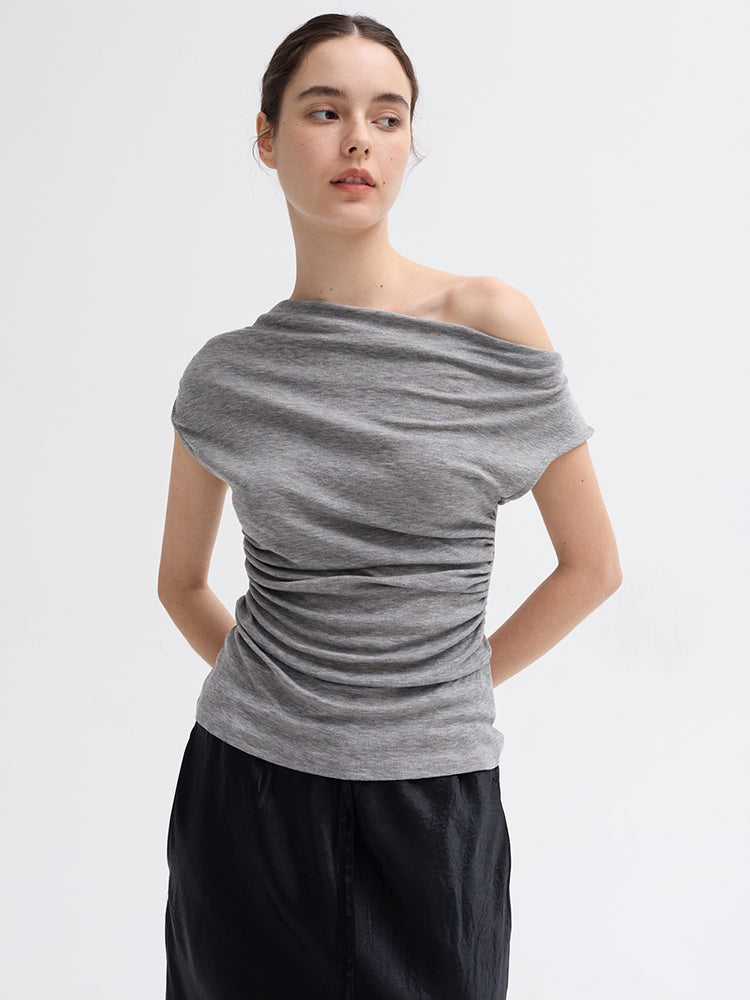 draped off-shoulder top