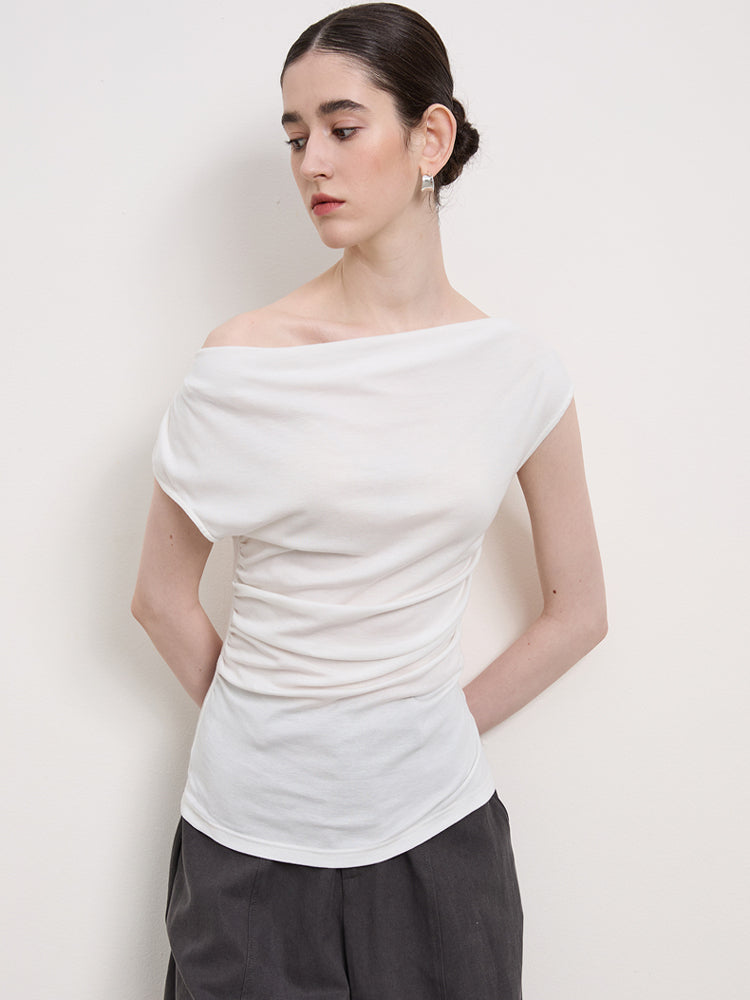 draped off-shoulder top