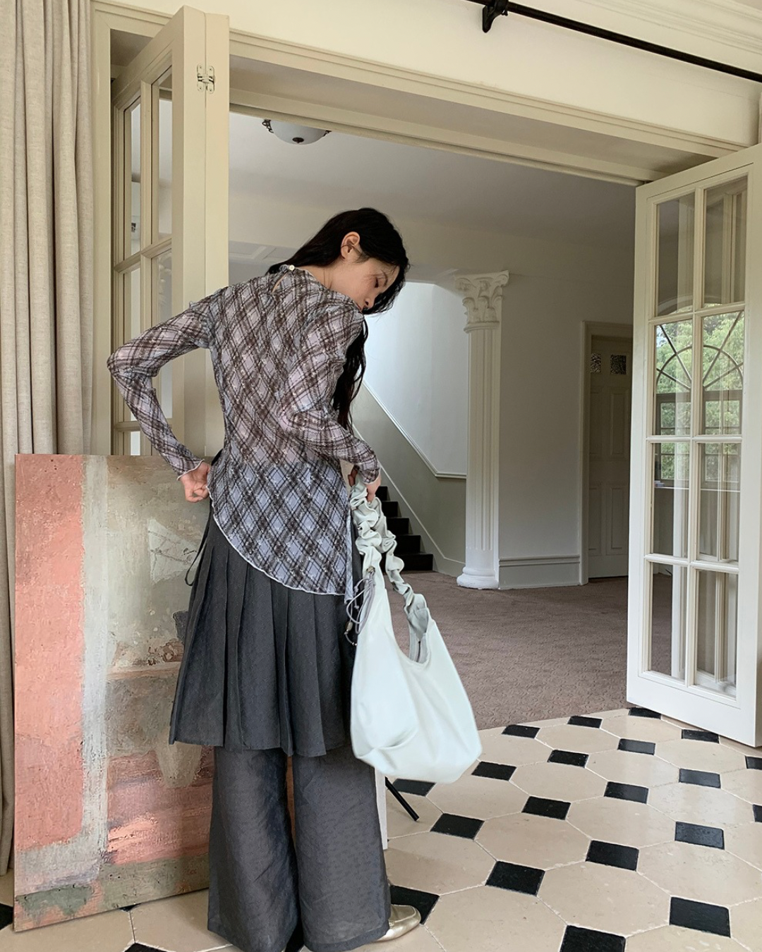 Pleated Sheer Blouse