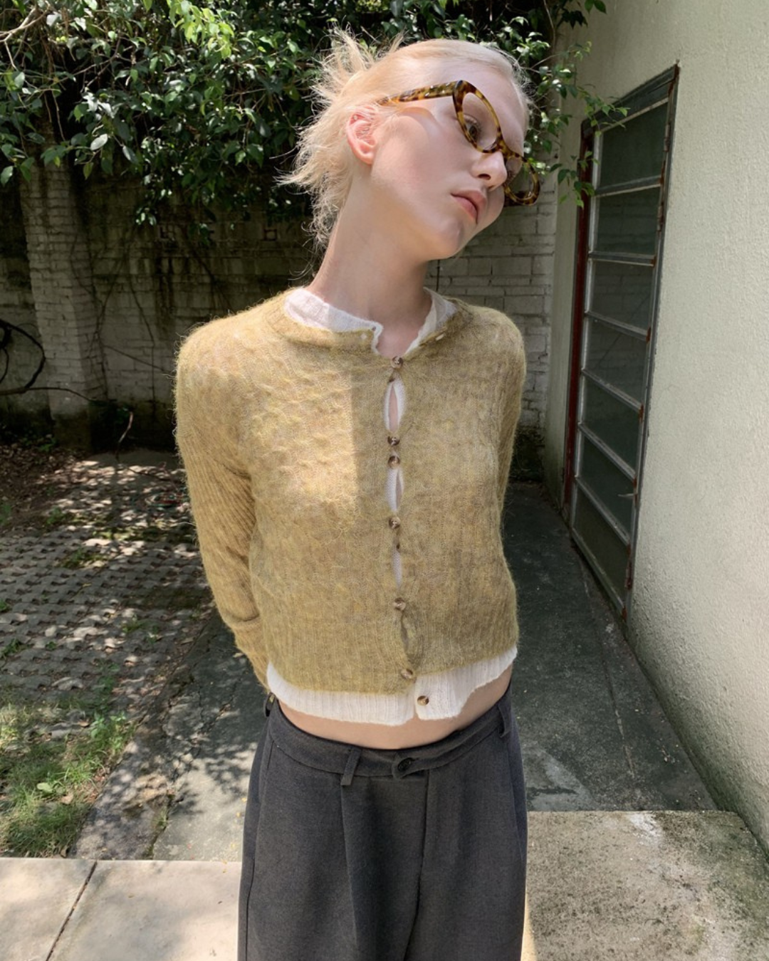 Cropped Cable Cardigan