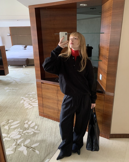 Polo Collar Pocket Sweatshirt　