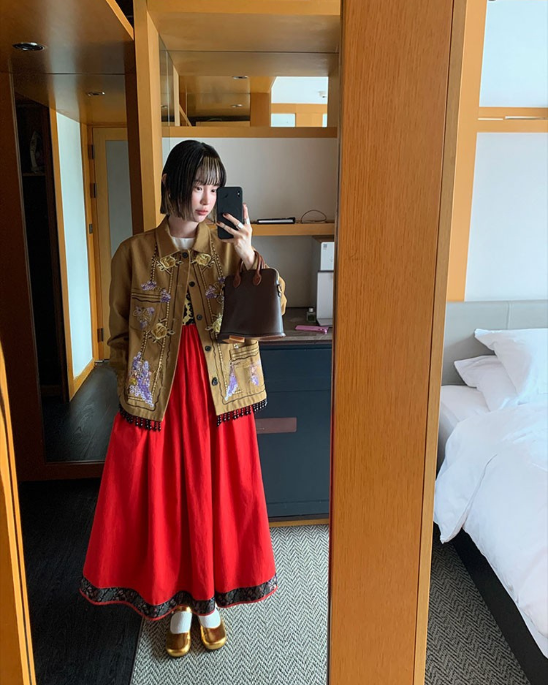 Retro Jacquard Red Dress