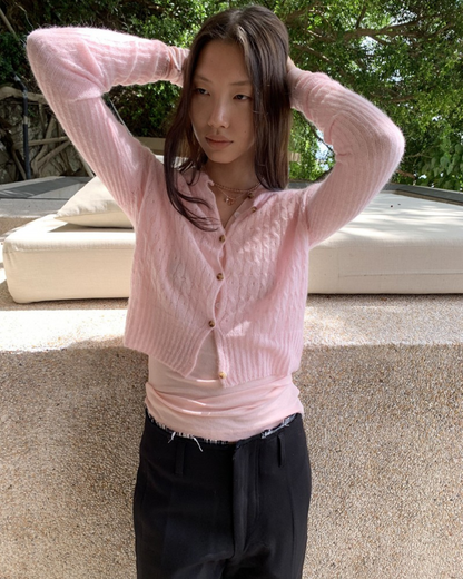 Cropped Cable Cardigan