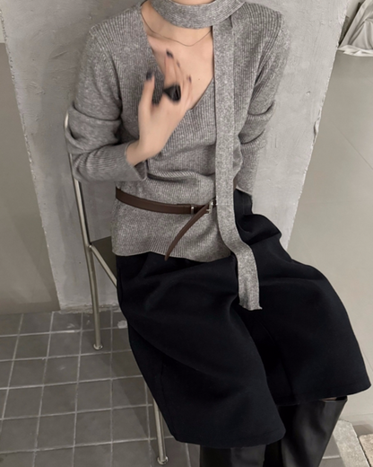 V-Neck Knit Sweater