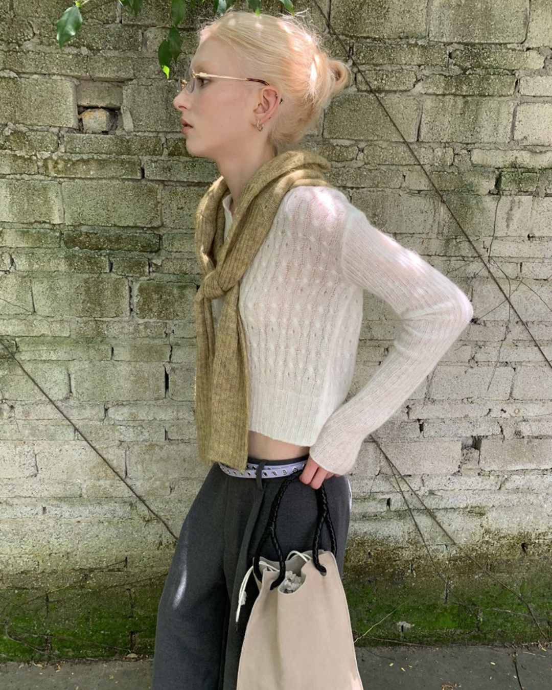 Cropped Cable Cardigan