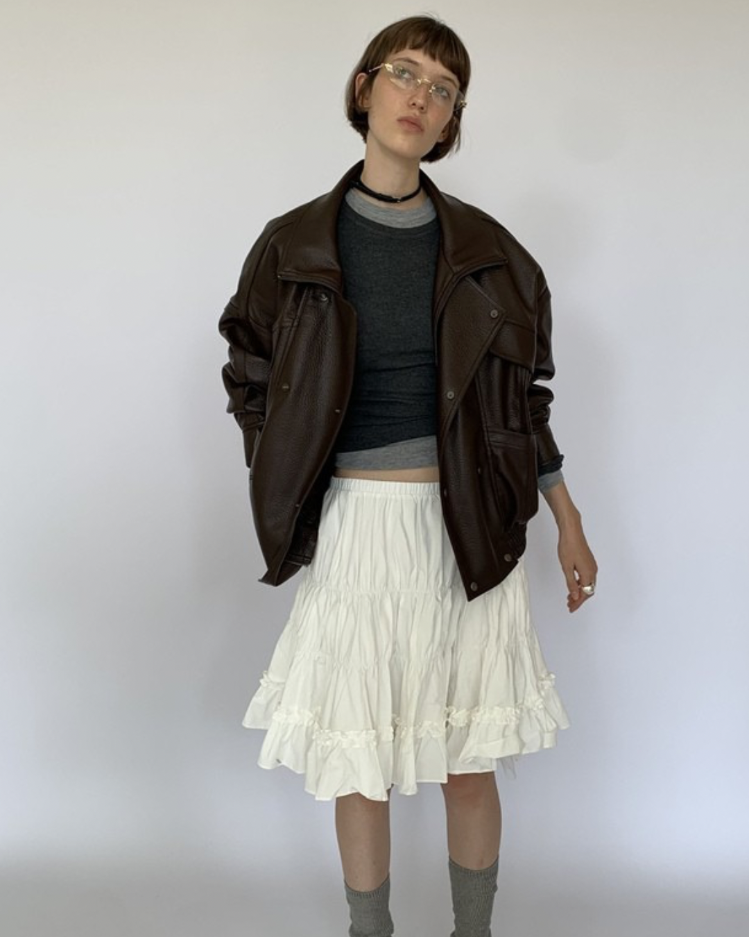 Lapel Zip Leather Jacket