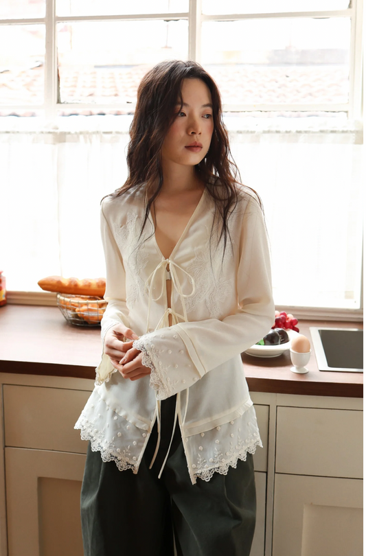 lace button-up shirt