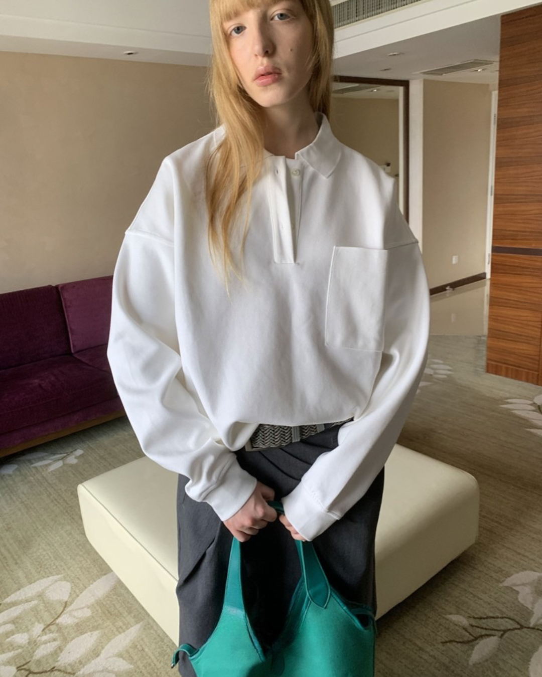 Polo Collar Pocket Sweatshirt　