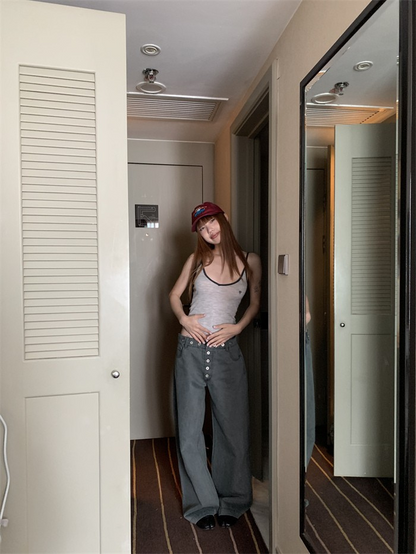 wide-leg denim pants