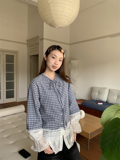 tie-neck ruffle blouse