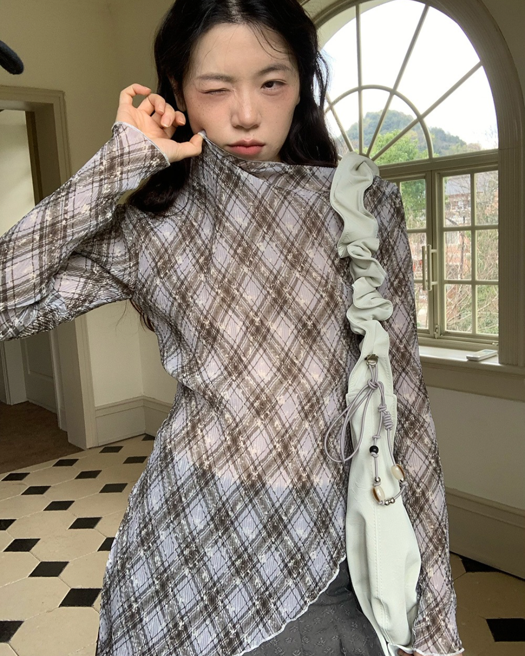 Pleated Sheer Blouse