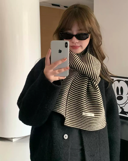 Soft Striped Knit Scarf