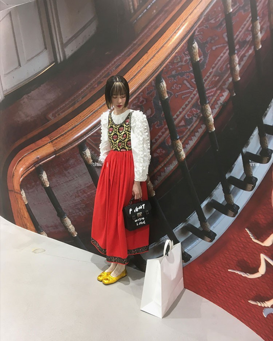 Retro Jacquard Red Dress