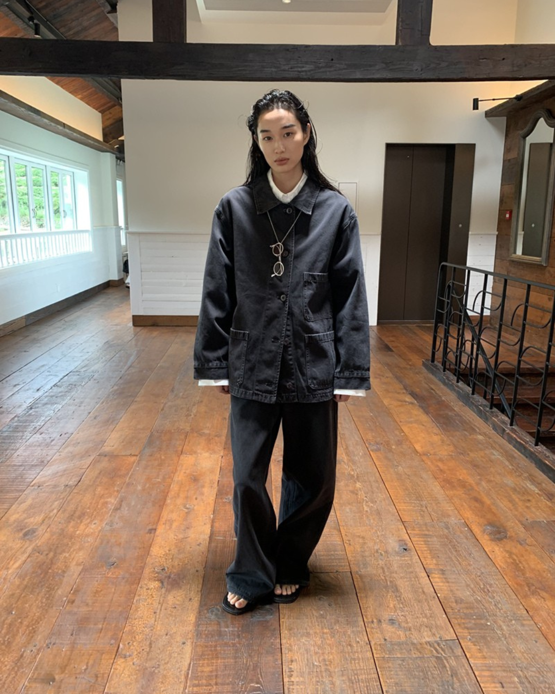 Dark Wash Gray Denim Jacket