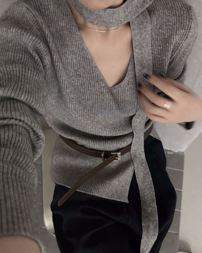 V-Neck Knit Sweater
