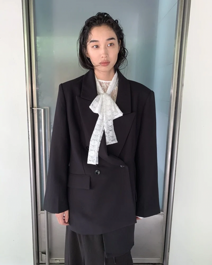 Double-Breasted Blazer and Strapless Skirt