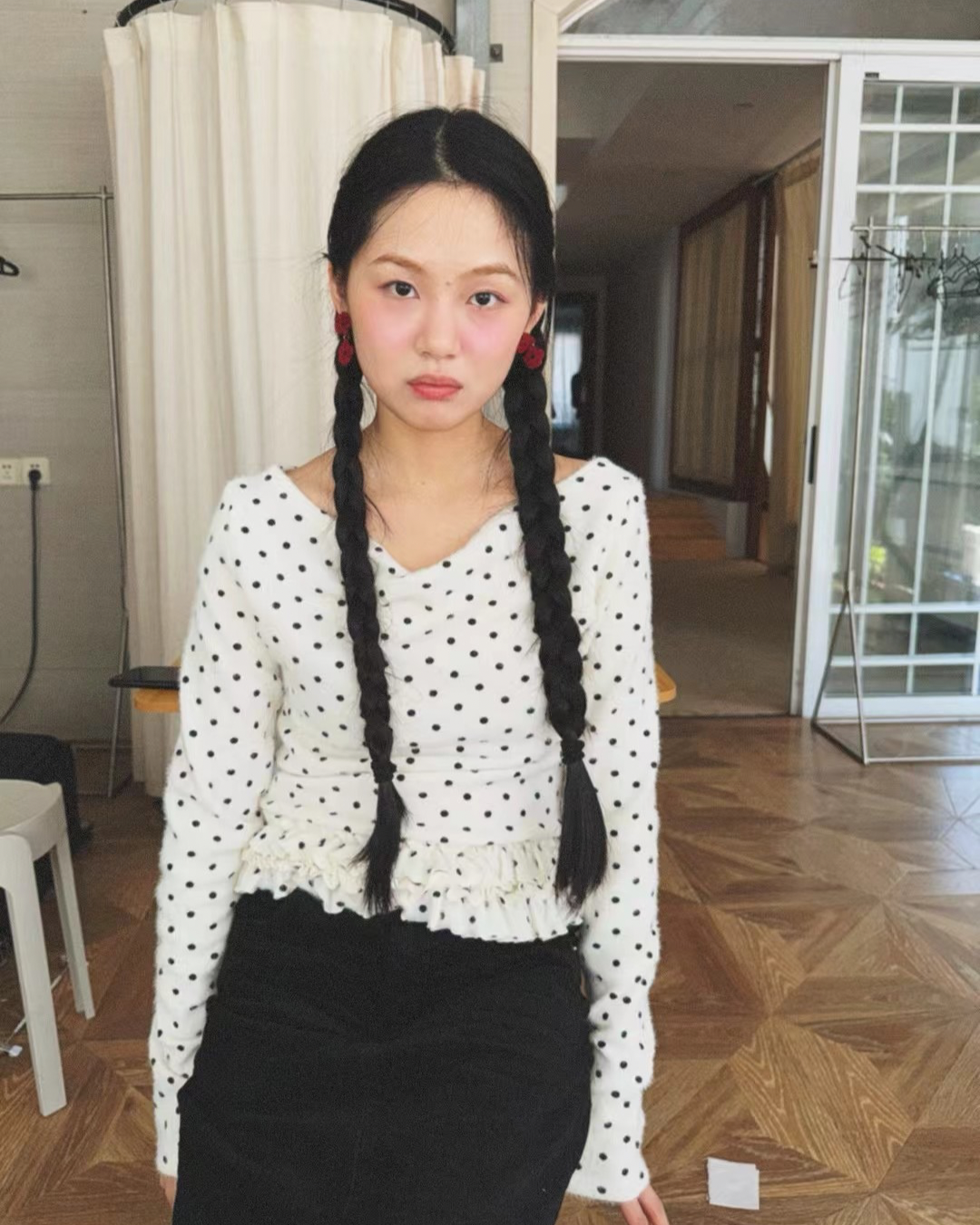 Polka Dot Lace Cotton Tee