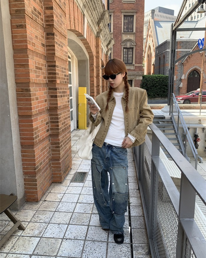 Brown Suede Cropped Jacket