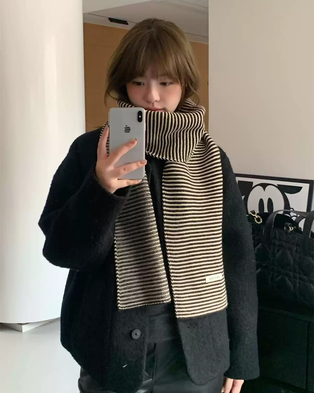 Soft Striped Knit Scarf