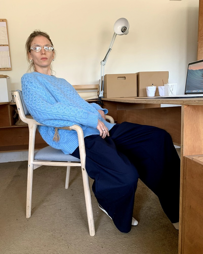 Blue Textured Twist Knit