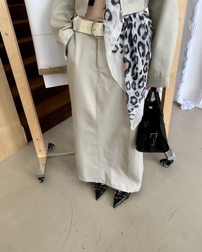 Zip-Up Jacket Long Skirt Set