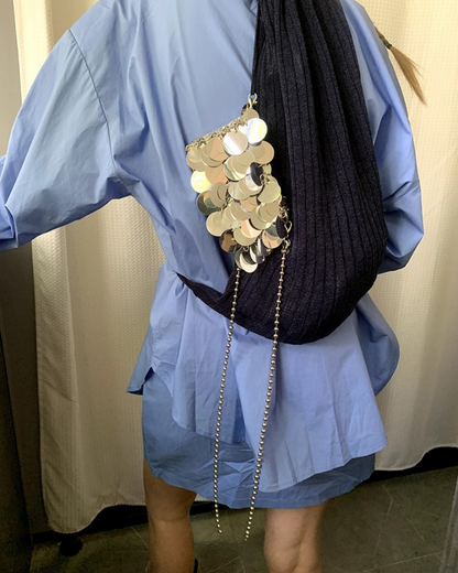 Sequined Chain Shoulder Bag