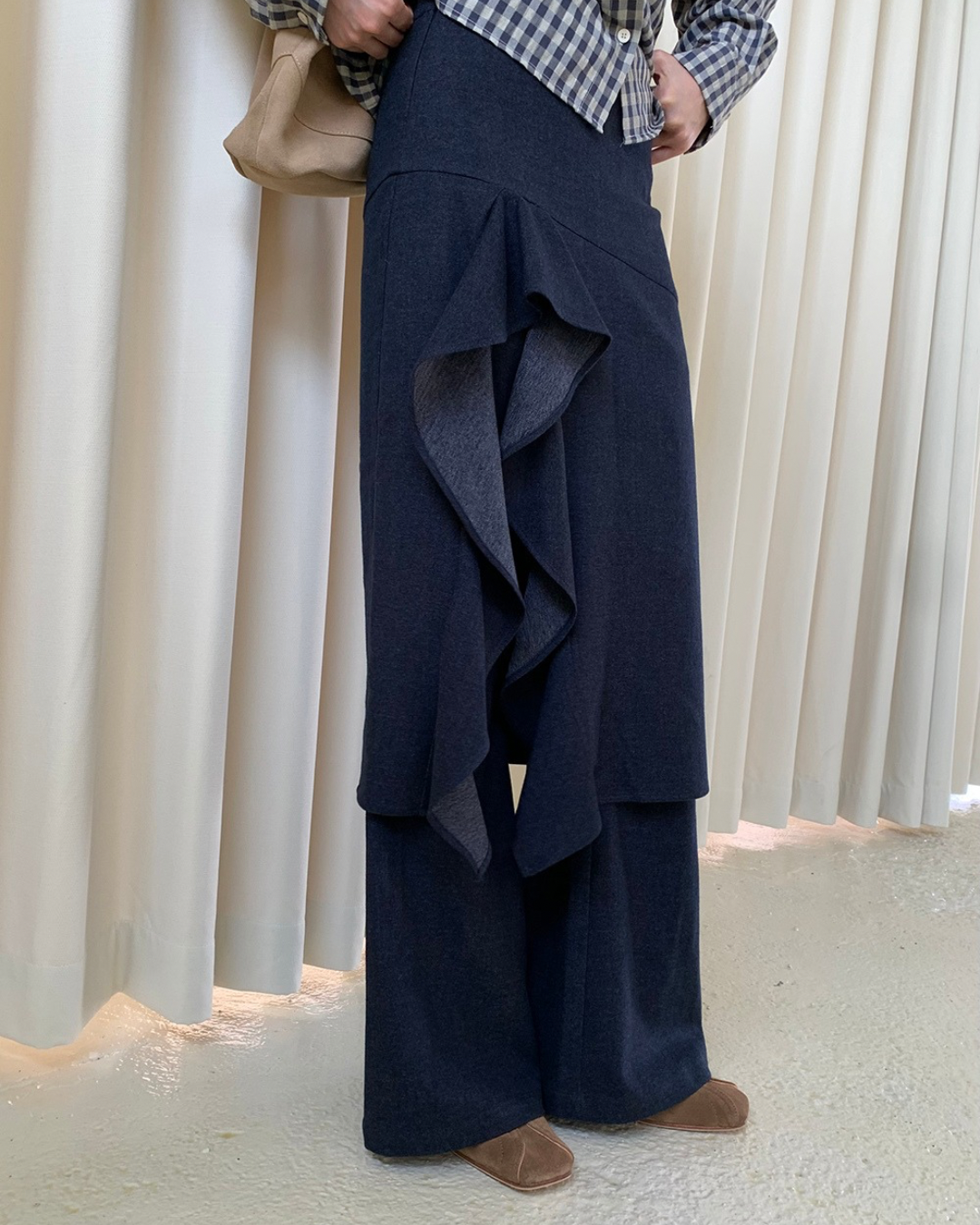 Drape Frill Culotte Pants　