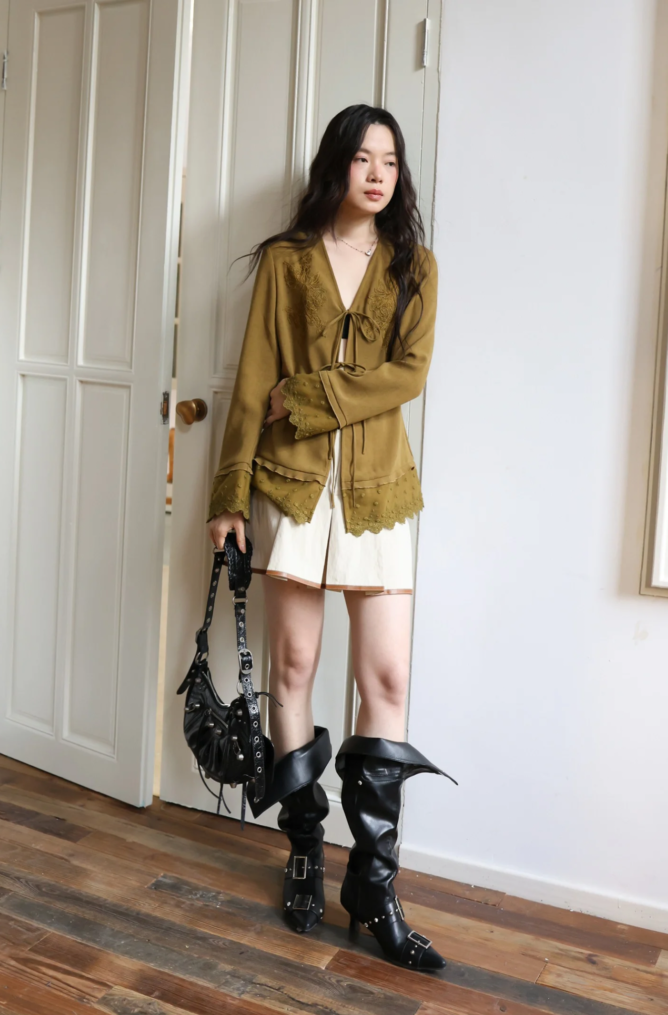 lace button-up shirt