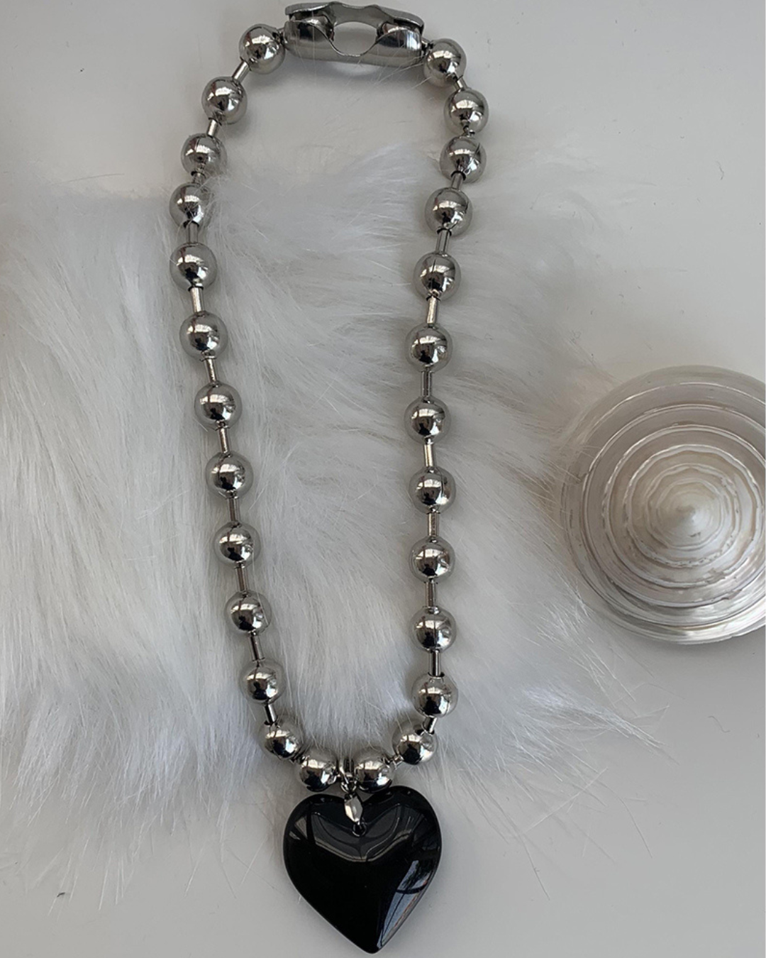 Glass Heart Pendant on Ball Chain