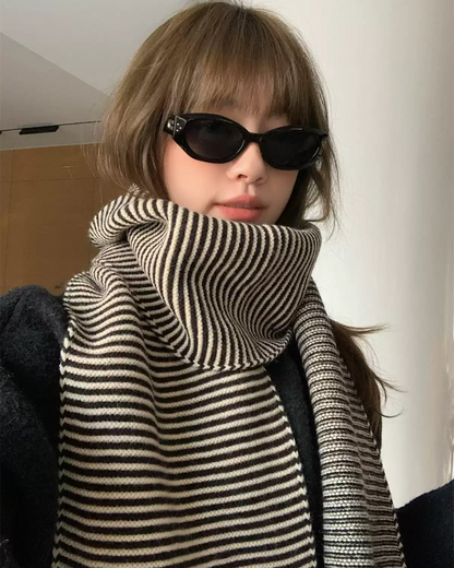 Soft Striped Knit Scarf