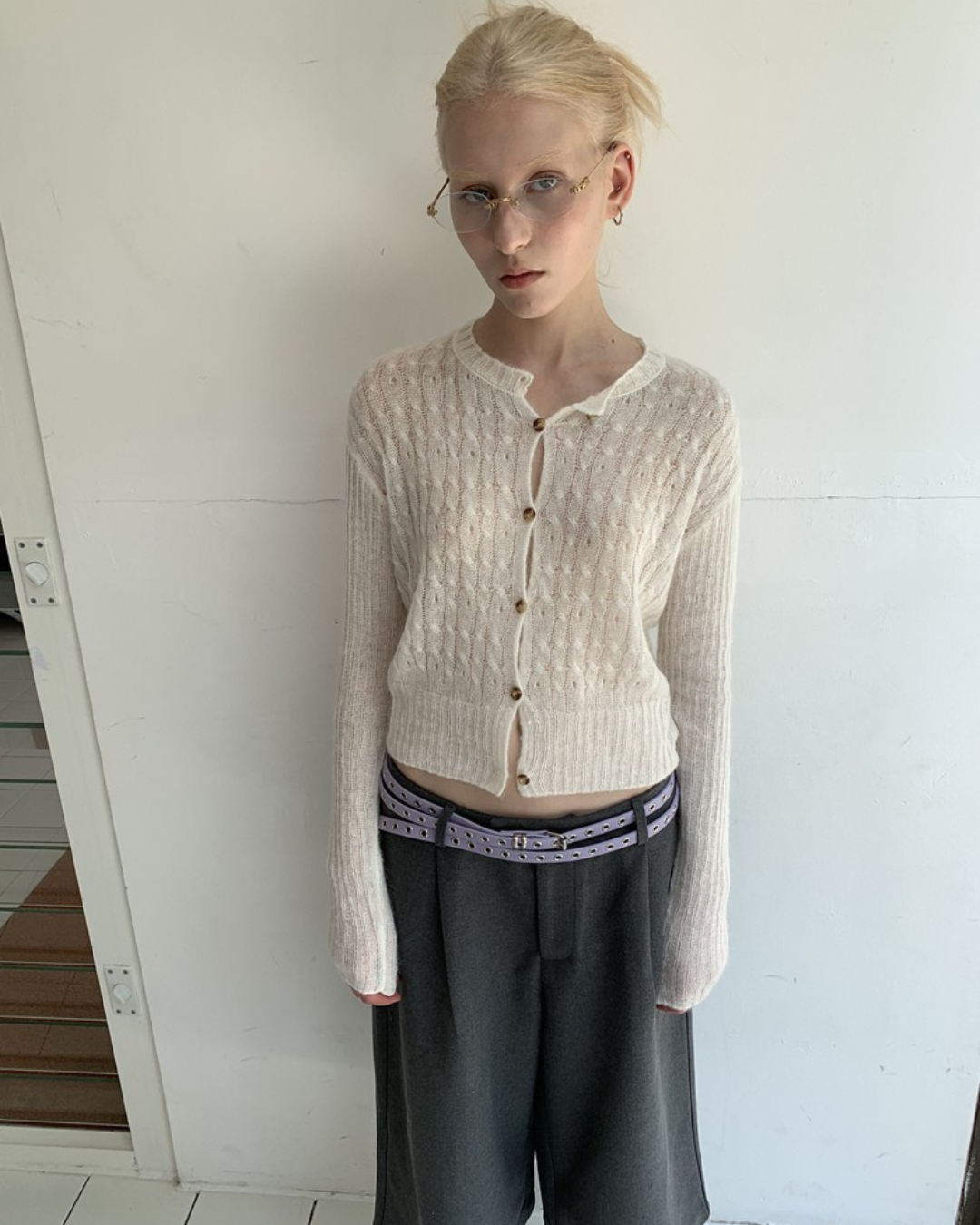 Cropped Cable Cardigan