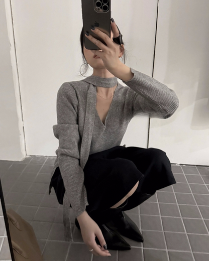 V-Neck Knit Sweater