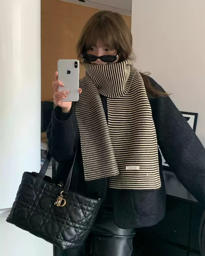 Soft Striped Knit Scarf
