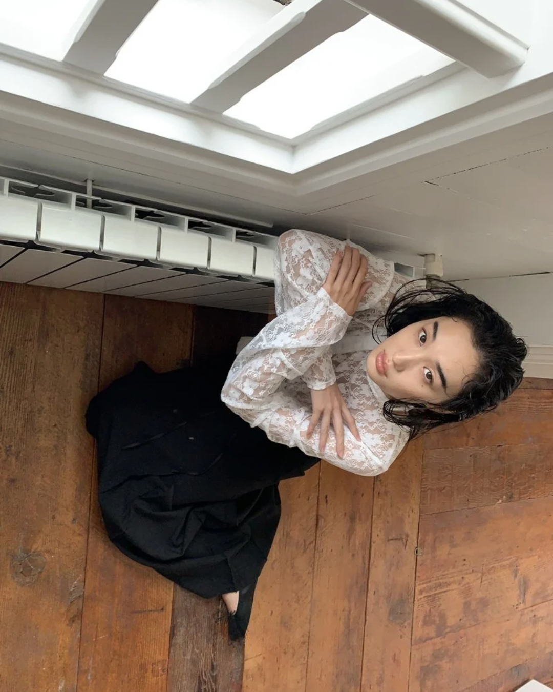 Double-Breasted Blazer and Strapless Skirt