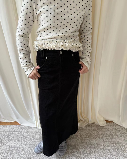 Slim Corduroy Fish-Tail Skirt