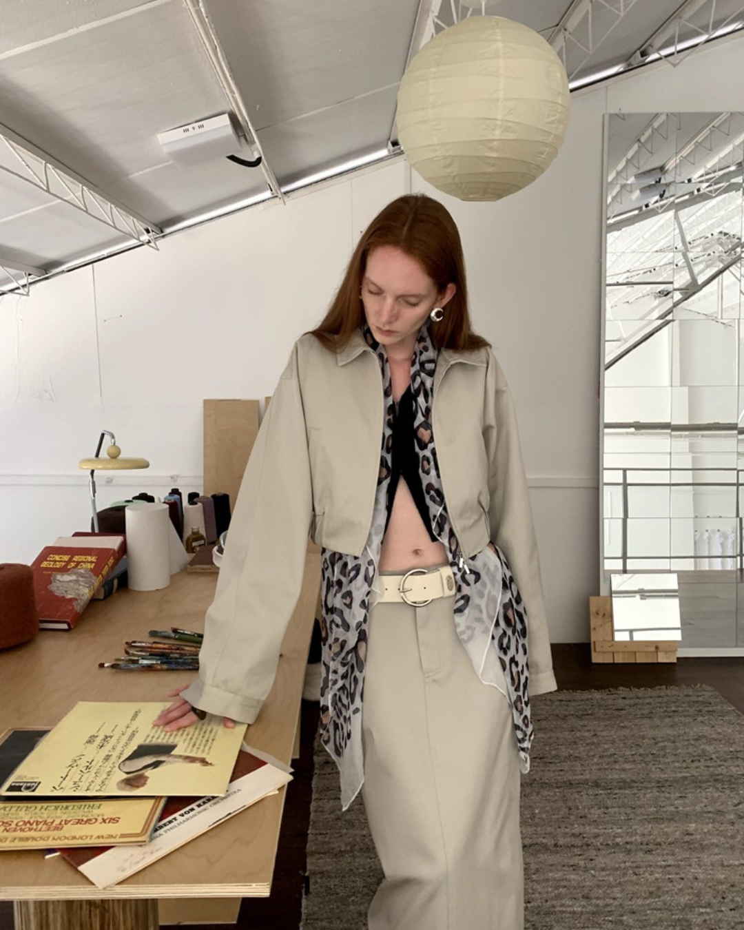 Zip-Up Jacket Long Skirt Set