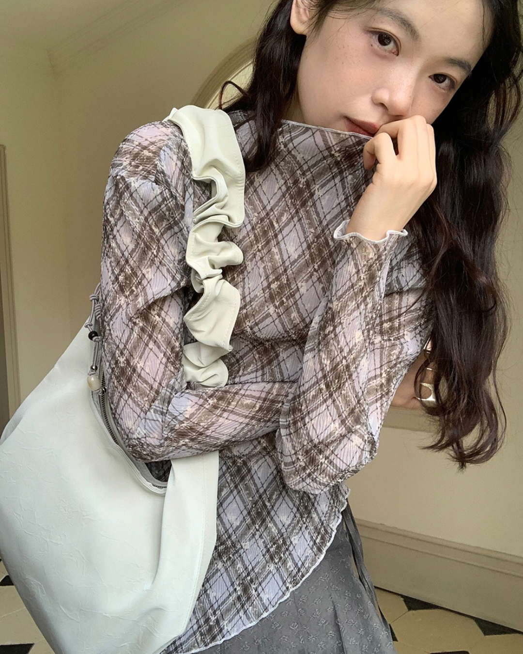 Pleated Sheer Blouse