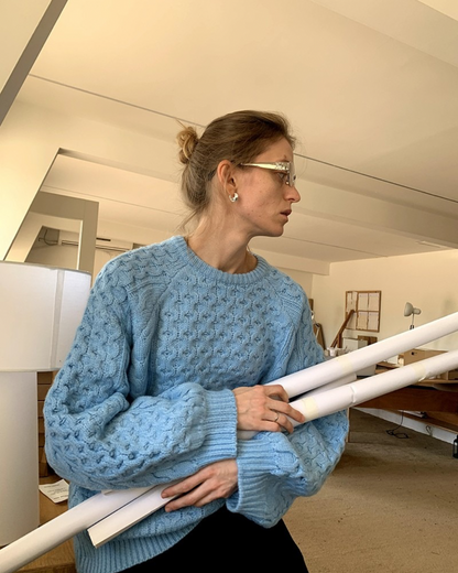 Blue Textured Twist Knit