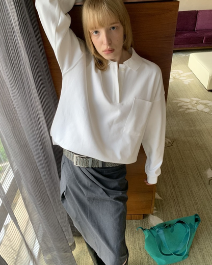 Polo Collar Pocket Sweatshirt　