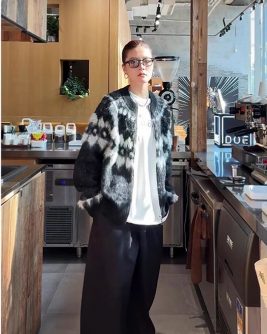 Retro Knit Zip Jacket