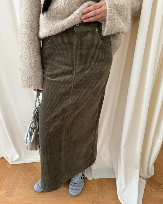Slim Corduroy Fish-Tail Skirt