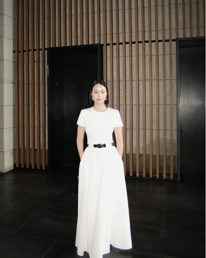 White Short Sleeve Dress