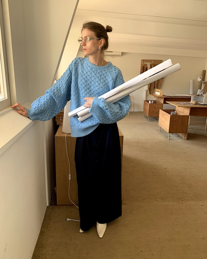 Blue Textured Twist Knit