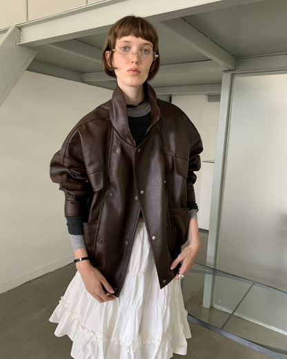 Lapel Zip Leather Jacket